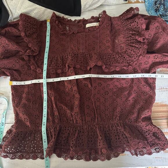 Doen Floryn Romantic Lace Eyelet Top Antique Walnut Size XL - Picture 11 of 15